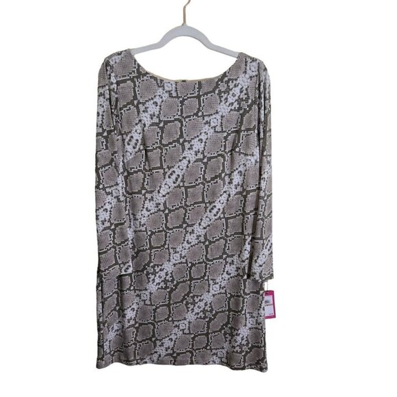 Vince Camuto NWT Snake Print Neutral Beige Long Sleeve Sheath Dress Size 12 - Picture 1 of 6